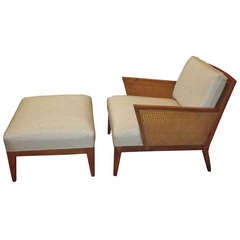 1950's Caned Armchair With Ottoman