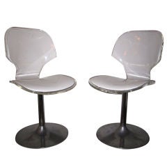 Set of Four Lucite Swivel Dining / Desk Chairs