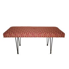 Bench with Hairpin Metal Legs and Center Button