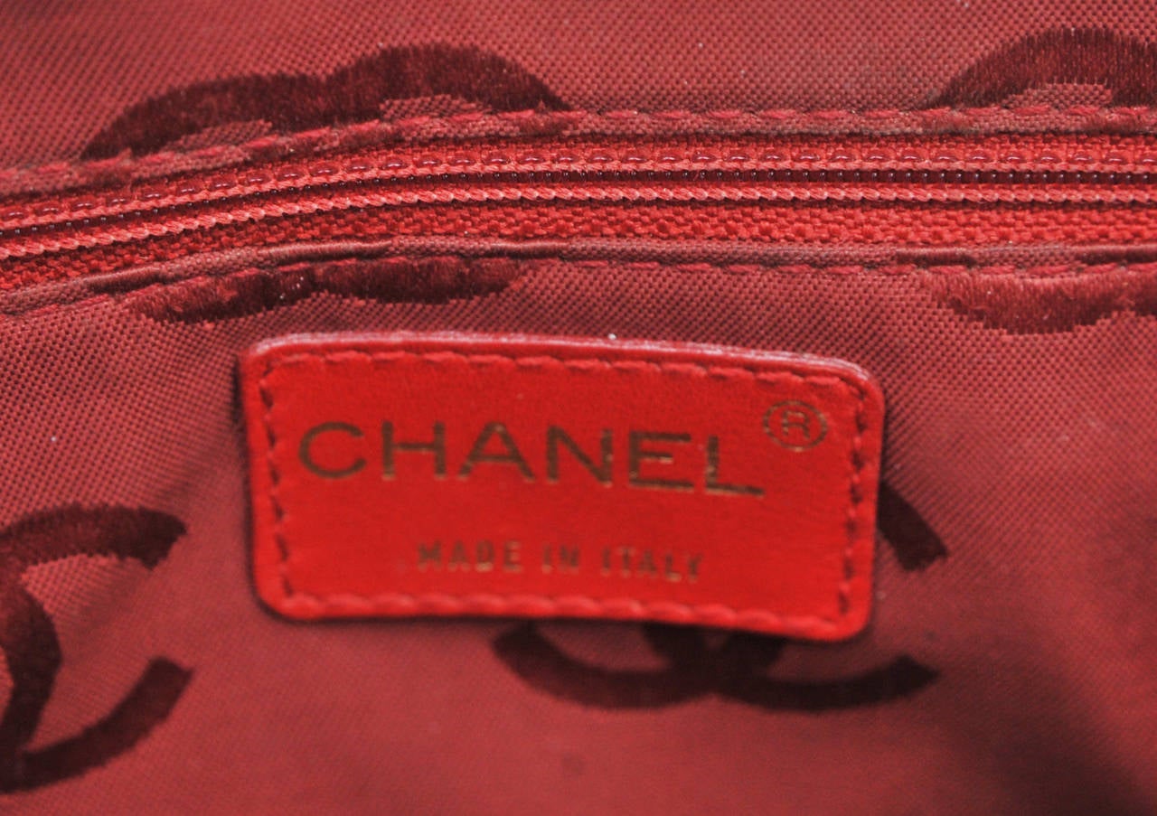 Contemporary Chanel Candy Apple Red Patent Leather Bag