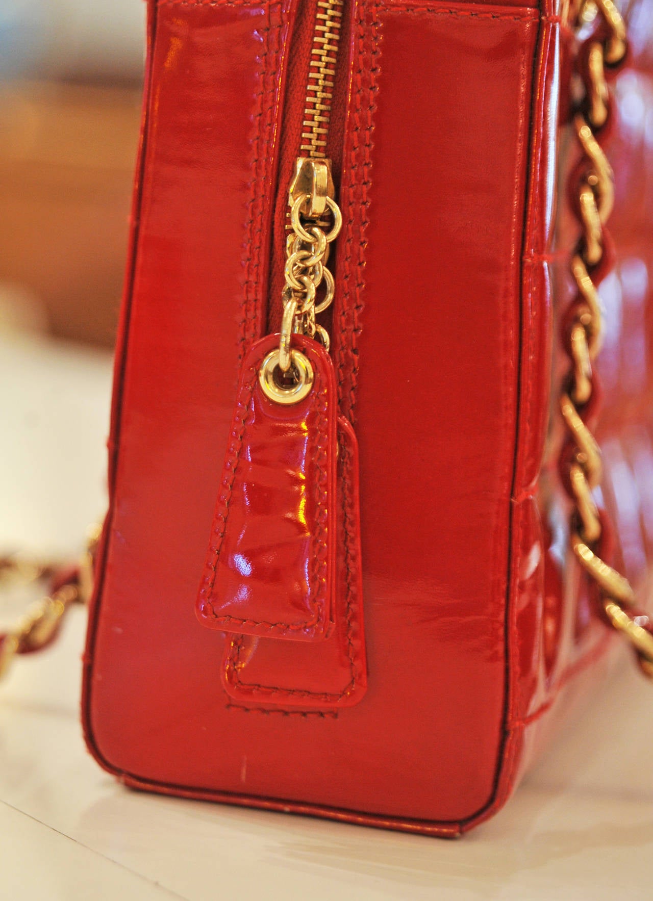 Chanel Candy Apple Red Patent Leather Bag 1
