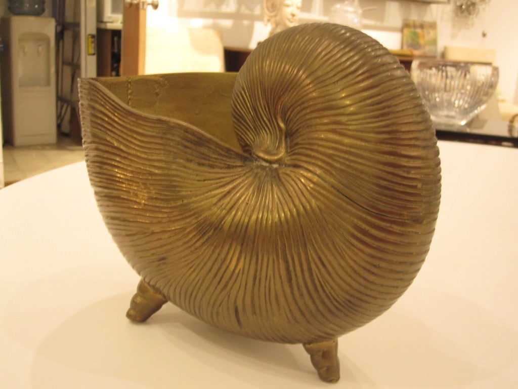 Mid-20th Century Brass Nautilus  Shaped Bowl / Planter / Decorative Object