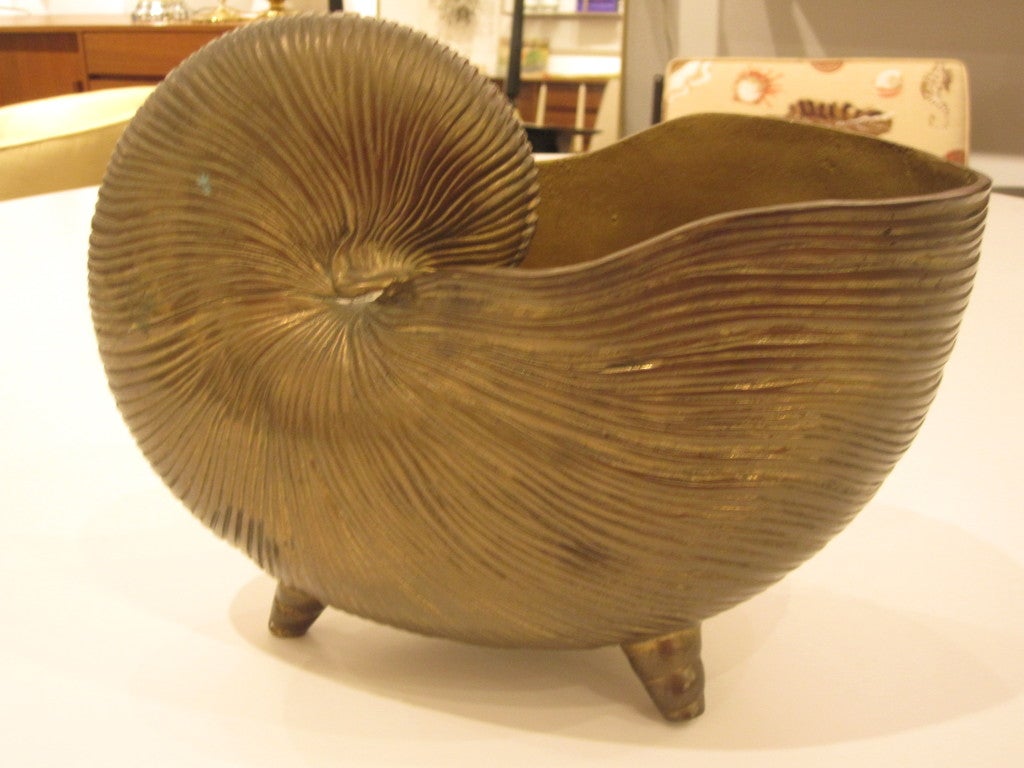 Brass Nautilus  Shaped Bowl / Planter / Decorative Object 1