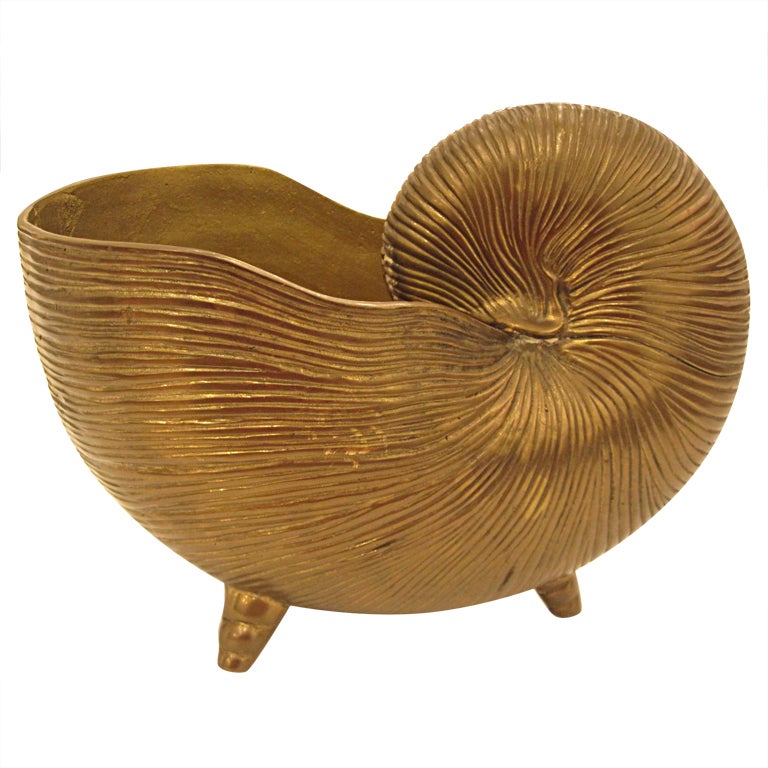 Brass Nautilus  Shaped Bowl / Planter / Decorative Object