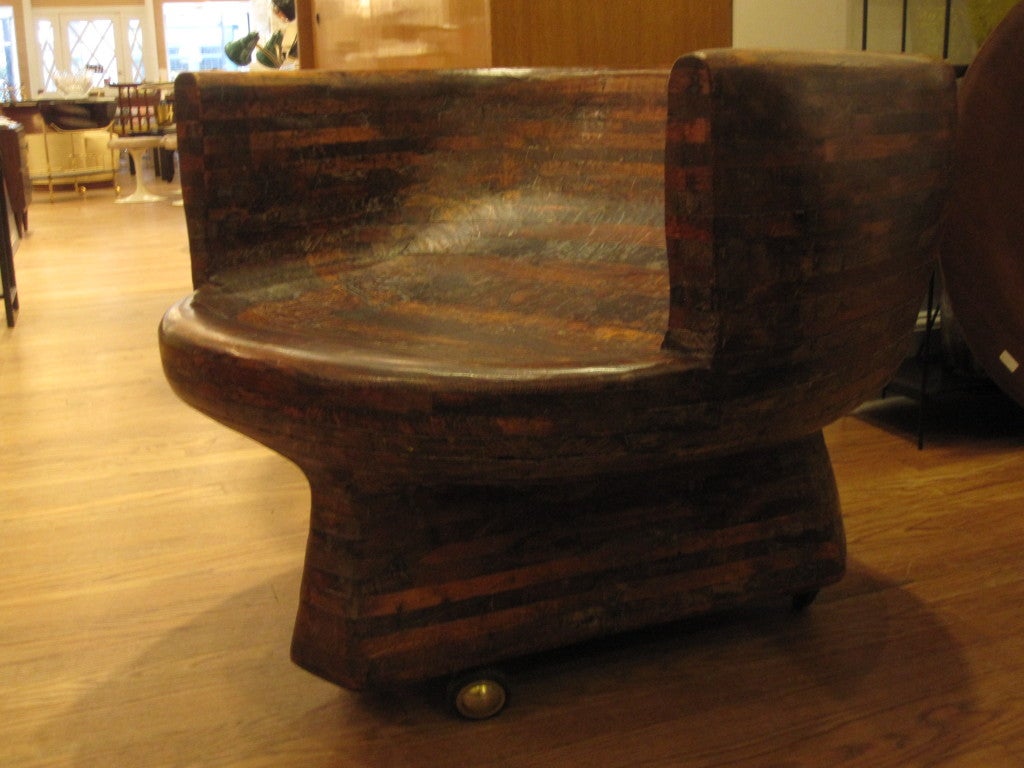 American Hand Carved Oversized Chair in the Manner of Wendell  Castle