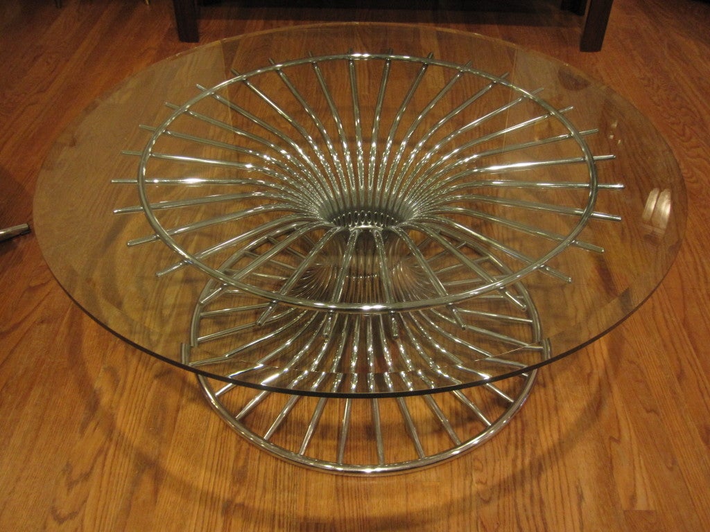 Chrome Sculptural Coffee Table in the Style of Warren Platner