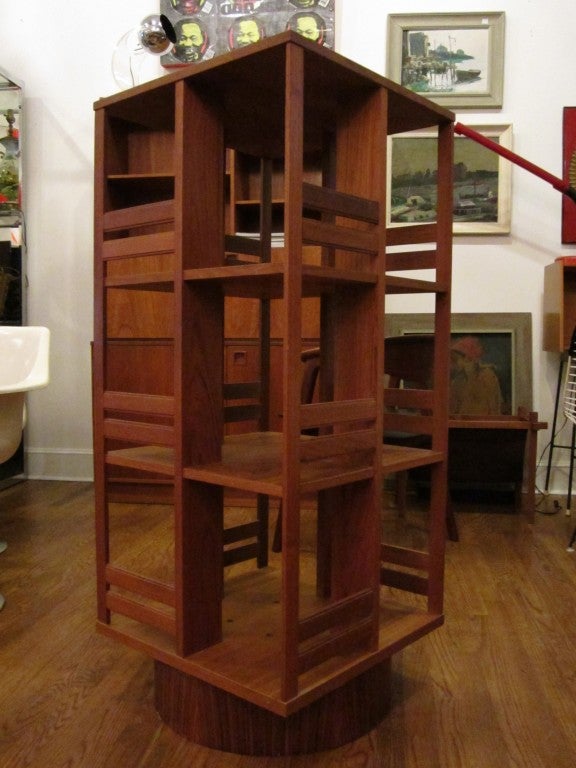 Revolving Teak Bookcase / Display  Case by Lovig
