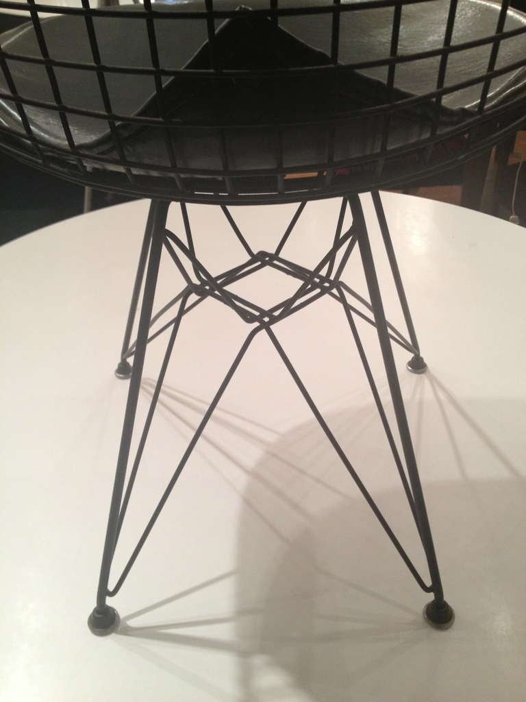Metal Set of Seven Eames Dining Chairs With Bikini Pads and Eiffel Bases