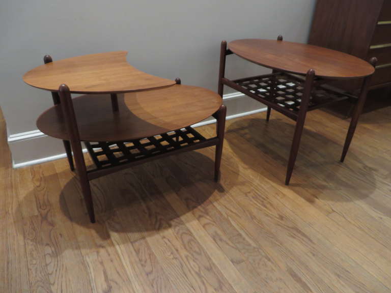 Pair of 1960s Walnut Side Tables In Good Condition In Tarrytown, NY
