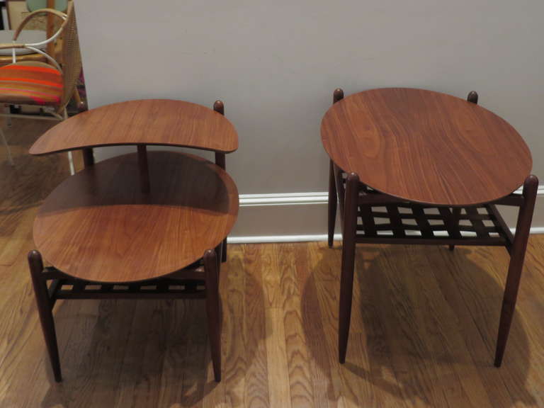 Mid-Century Modern Pair of 1960s Walnut Side Tables