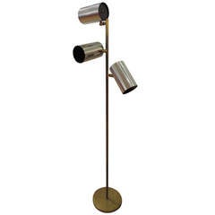 Brass and Chrome Articulated Floor Lamp by Koch and Lowy