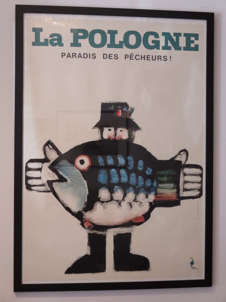 Poster promoting Poland as fisherman's paradise; French edition
  Wiktor Gorka (1922-2004); Graduate of Academy of Fine Arts in Cracow, 1952. Since 50's worked for Poland's largest publishing houses and film distributors: RSW 