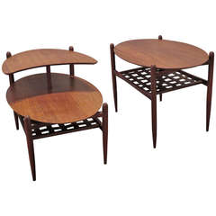Pair of 1960s Walnut Side Tables