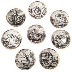 Set of Eight Vintage Coasters By Piero Fornasetti
