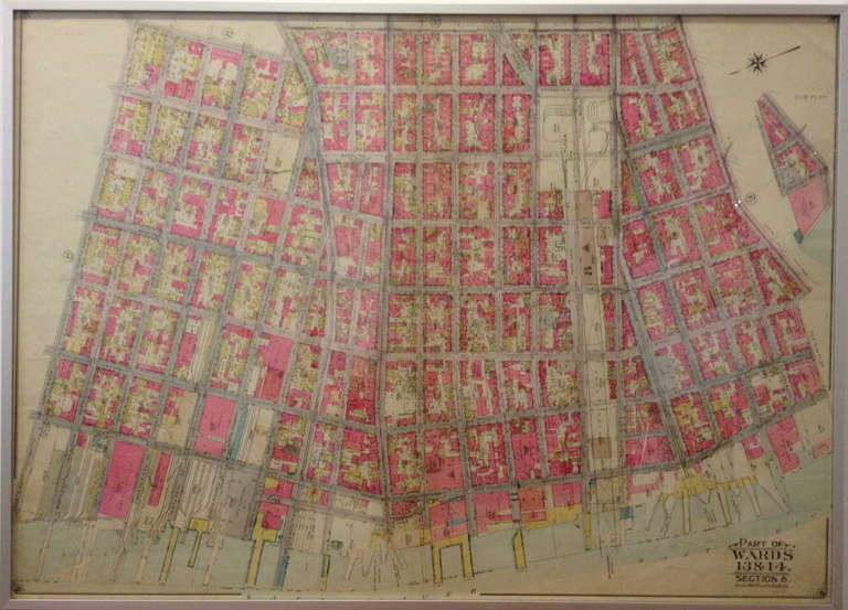 Rare map on linen of Williamsburg Brooklyn from The Atlas of the Borough of Brooklyn City of New York. Published in 1916 by E. Belcher Hyde Map Company. Because the map was originally lined in linen, it has remained in fine condition. The map is