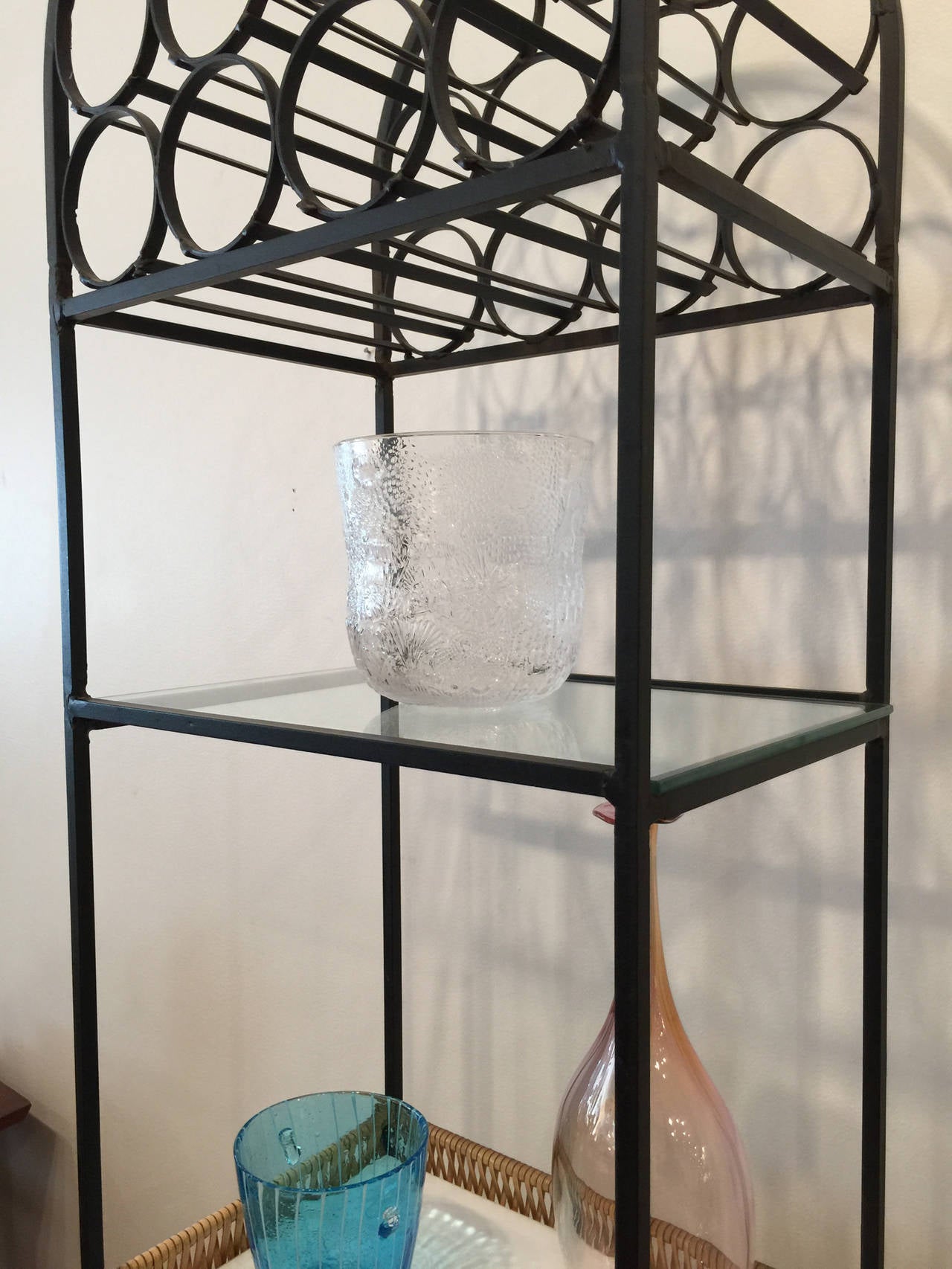 Mid-20th Century Iron Wine Rack Designed by Arthur Umanoff For Sale