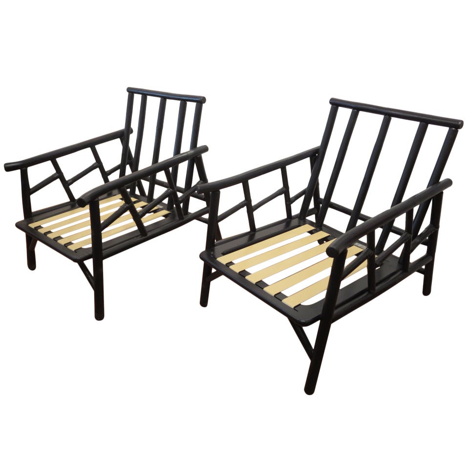 Pair of Ficks Reed Bamboo Lounge Chairs For Sale at 1stDibs