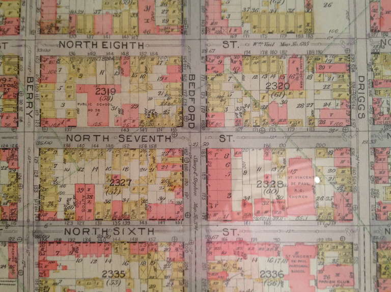 American Rare 1916 Map of Williamsburg Brooklyn