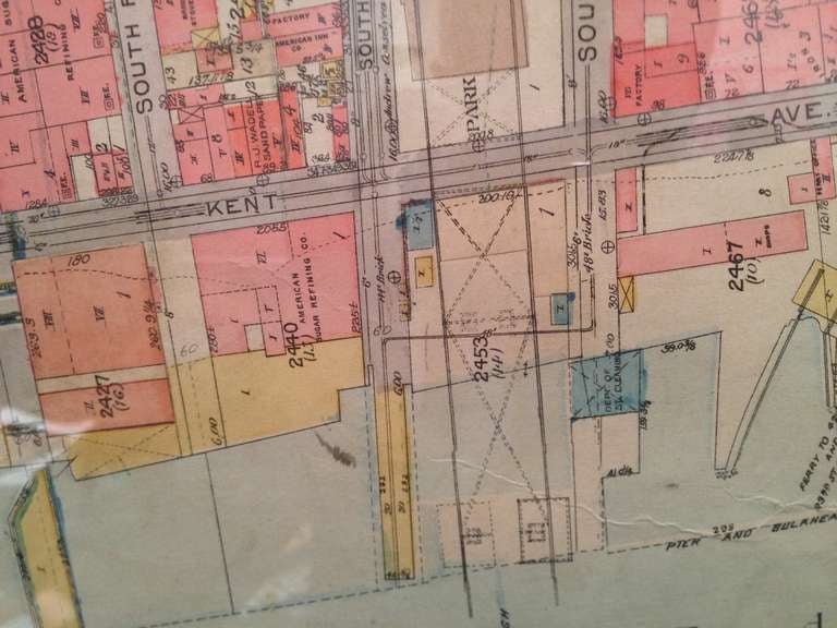 Hand-Painted Rare 1916 Map of Williamsburg Brooklyn