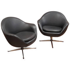 Pair of 1960's Overman Swivel Chairs