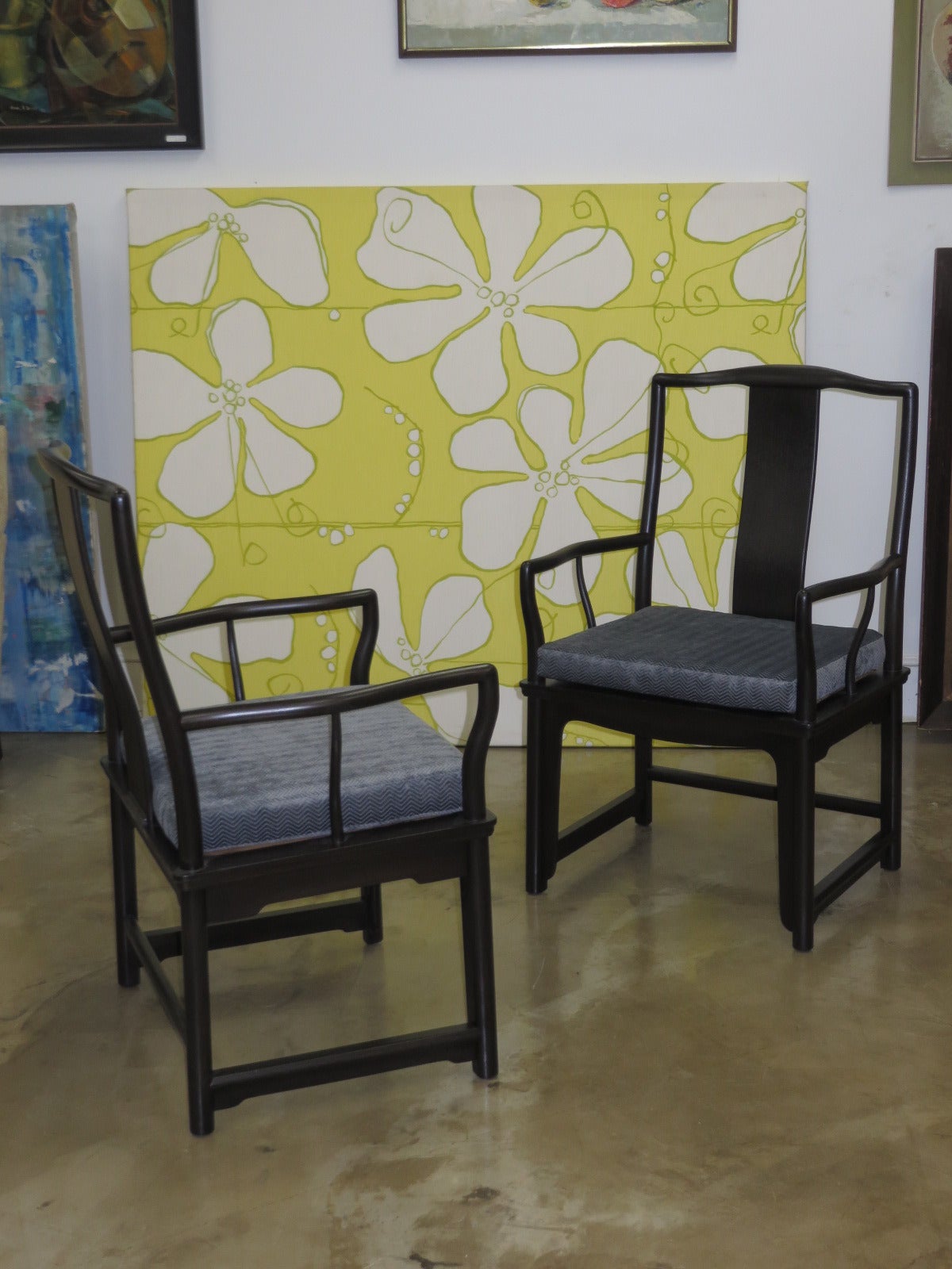 Pair of Asian Inspired Baker Armchairs 1