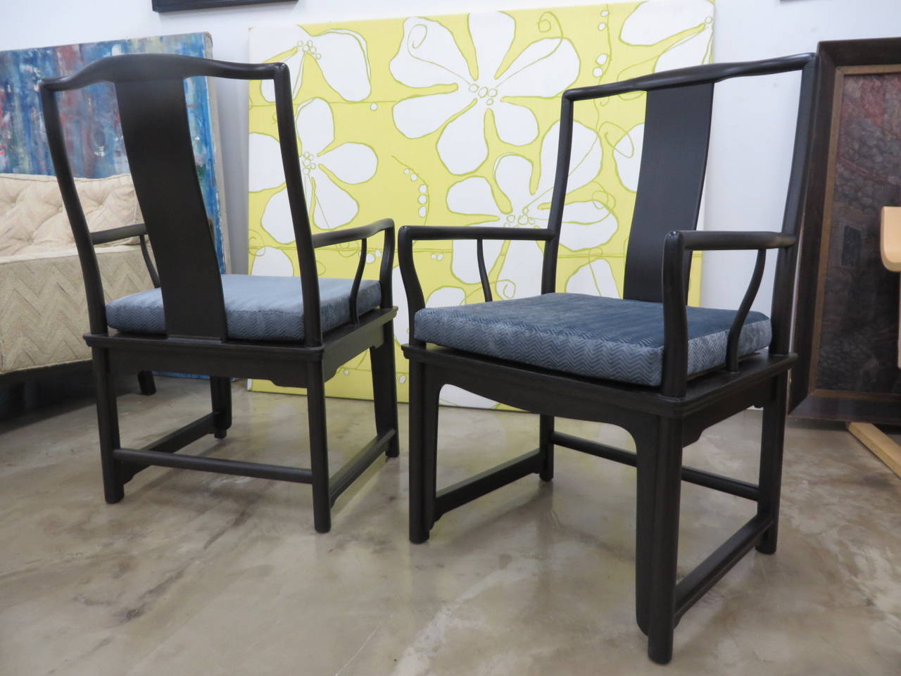 Pair of Asian Inspired Baker Armchairs In Excellent Condition In Tarrytown, NY