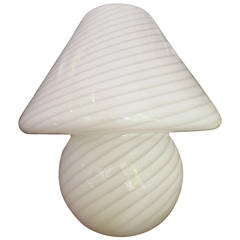 Murano  Hand Blown  Swirled Glass Table Lamp - Mushroom Form
