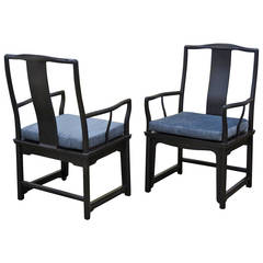 Pair of Asian Inspired Baker Armchairs