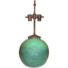 Crackle Glaze Turquoise Lamp by Ugo Zaccagnini Crackle Glaze Turquoise Lamp by Ugo Zaccagnini