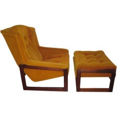Large Danish Lounge Armchair  and Ottoman by Dux