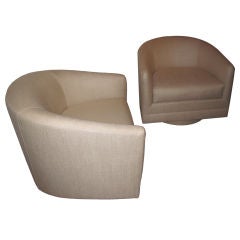 Pair of Milo Baughman Swivel Arm Chairs