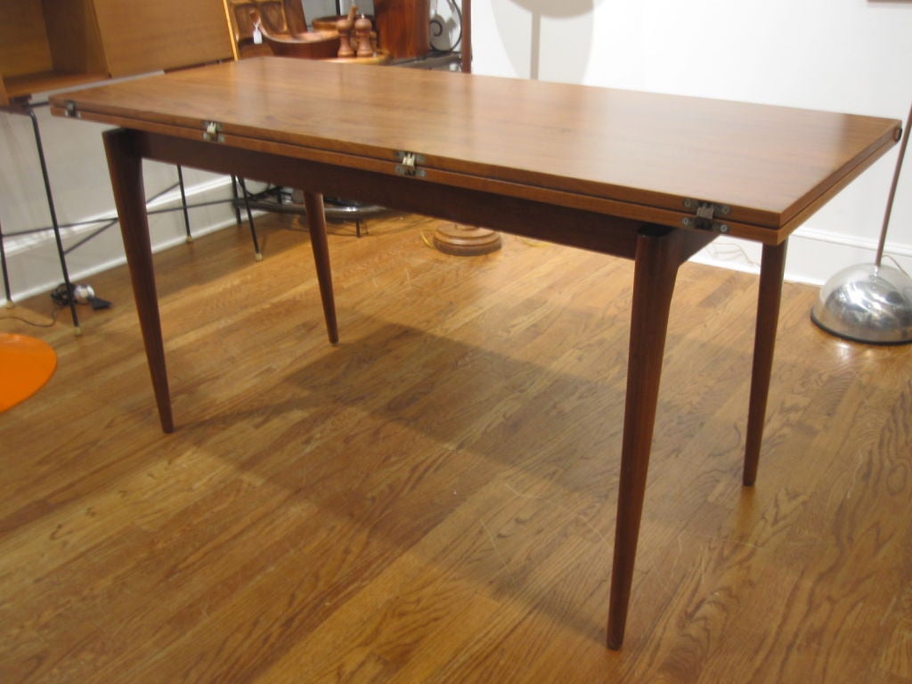 Mid-20th Century Flip Top Console / Dining Table in the Manner of Jens Risom