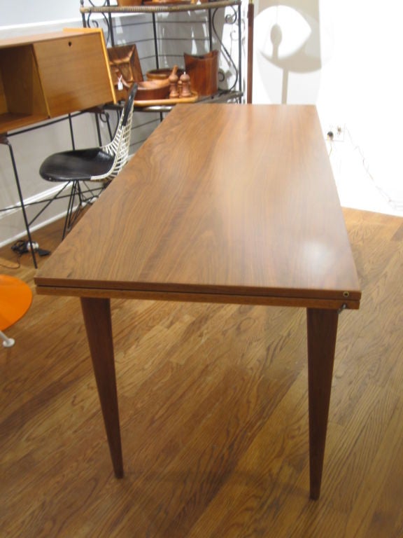 Wood Flip Top Console / Dining Table in the Manner of Jens Risom