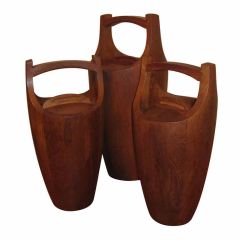 Set of  Three Jens Quistgaard Solid Teak Ice Buckets for Dansk