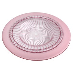 Monumental Fratelli Toso Murano Venetian Pink "Ribbon" Centerpiece/Low Bowl