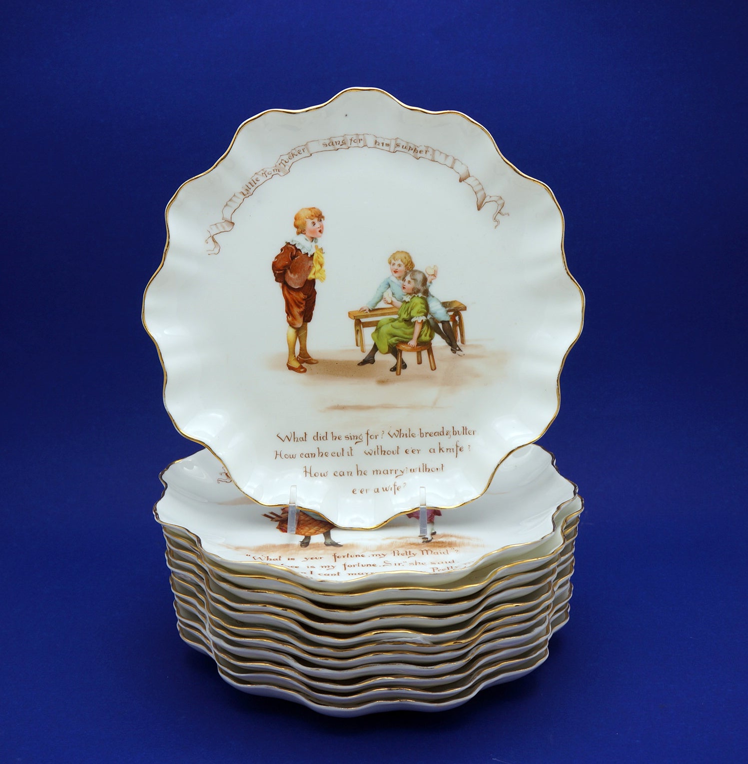 12 Royal Doulton "Nursery Rhymes" Dessert Plates, ca.1908