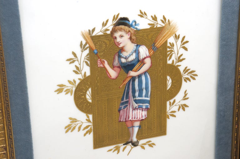 Mouvement esthétique Paire 19e s. Plaques en porcelaine du mouvement esthétique Wedgwood de Thomas Allen en vente