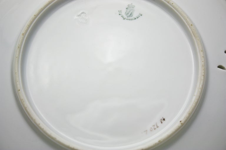 German Ten Nymphenburg Hand-Painted Fruit Plates with Molded and Pierced Borders