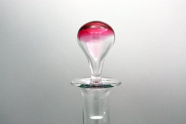 Lobmeyr 7teiliges, geriffeltes, rosafarbenes, gerafftes, klares Kristallkordel-Set im Zustand „Hervorragend“ im Angebot in Great Barrington, MA