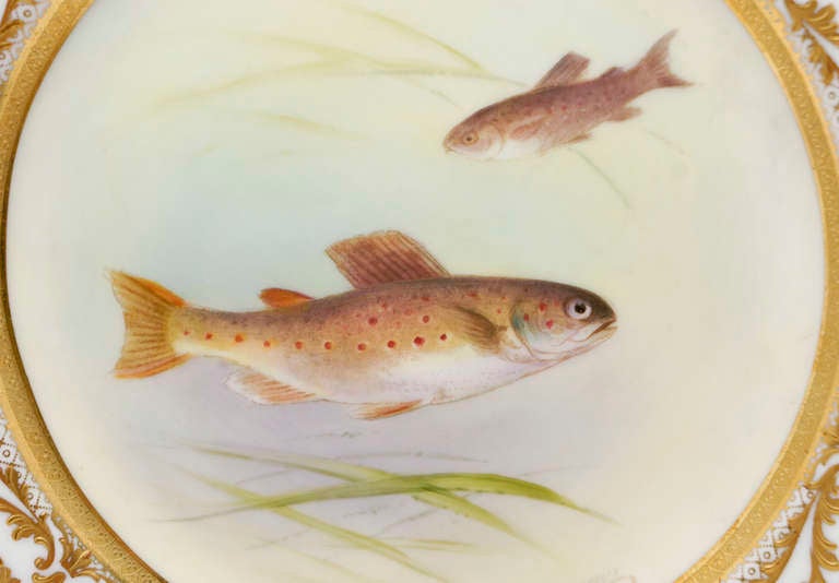 12 Royal Doulton  Artist Signed C. Holloway Fish Plates 1