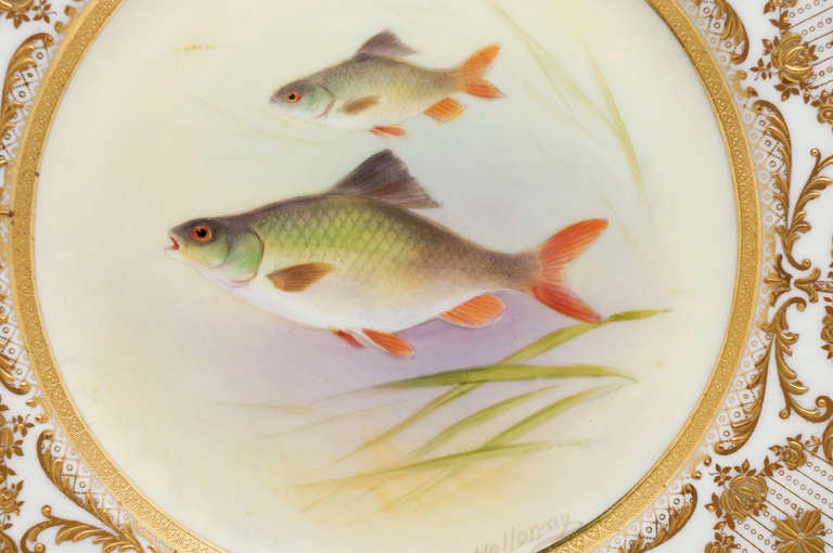 12 Royal Doulton  Artist Signed C. Holloway Fish Plates 2