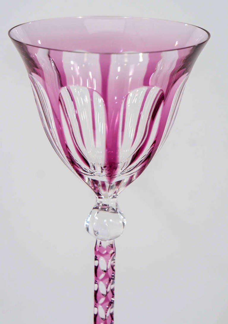 Czech Magnificent Signed Moser Amethyst Toasting Goblets