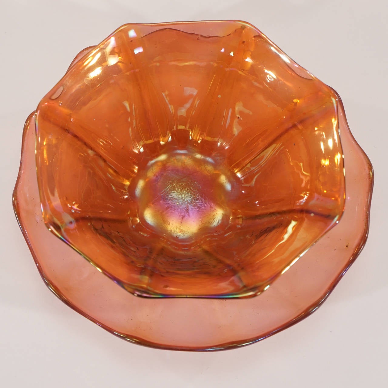 Art Nouveau Set of 12 Loetz Style, Bohemian Art Glass Dessert Bowls and Under Plates