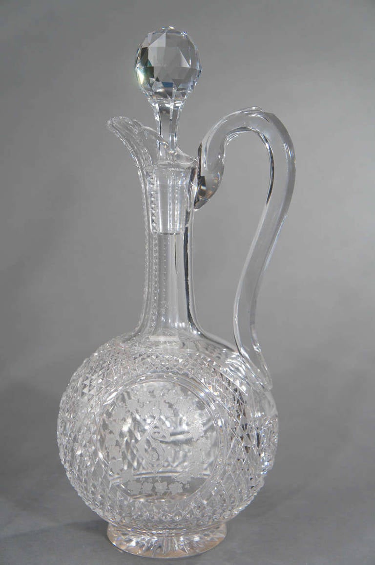 Six-Piece Cut Crystal Liquors Set Four Decanters, Claret & Pitcher, 19th Century For Sale 1