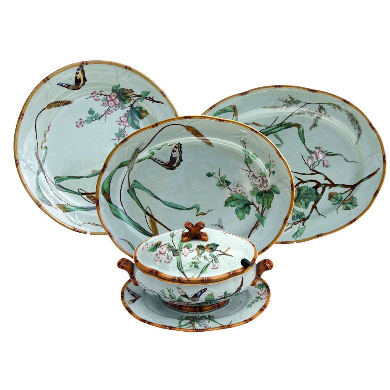 Minton Aesthetic Movement, Celadon-Serviergeschirr und -besteck aus dem 19. Jahrhundert