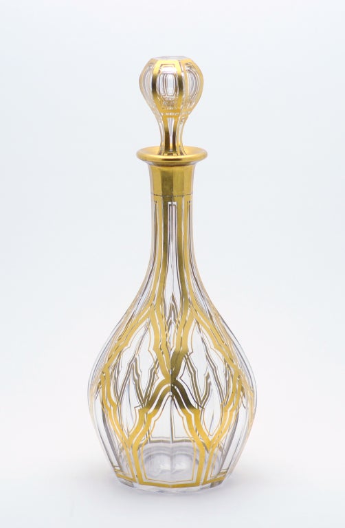 19th C. Baccarat Decanter With Neoclassical Gold Enamel