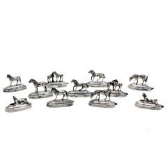 11 French Silver Figural Horse Place Card Holders