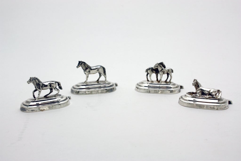 11 French Silver Figural Horse Place Card Holders In Excellent Condition In Great Barrington, MA