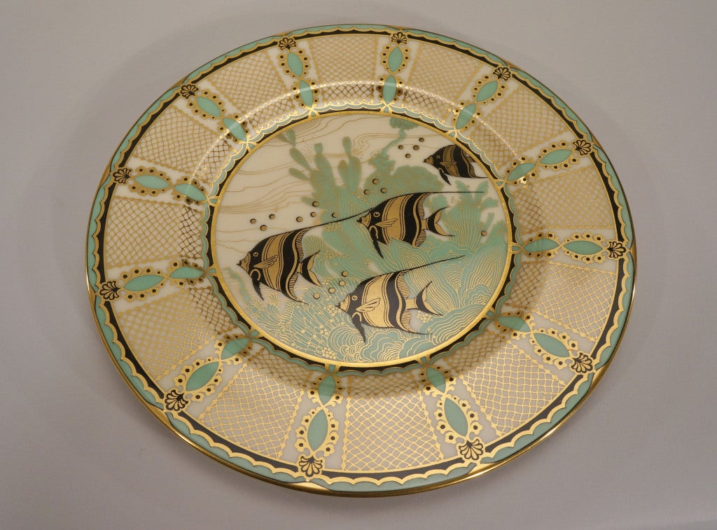 Set of 12 Art Deco Lenox Fish Plates-Angelfish 1