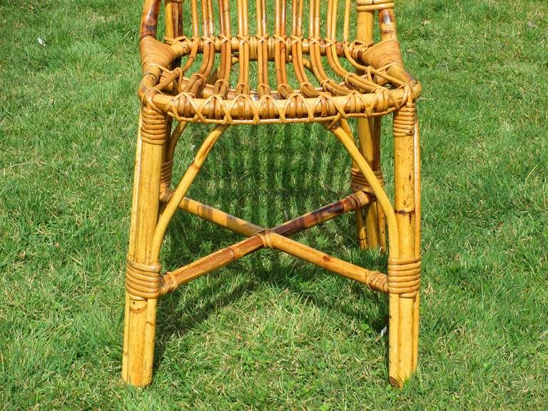 Set Of Four Stick Wicker Dining Chairs 2